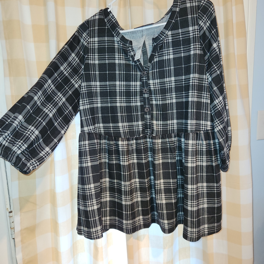 Lane Bryant Black and White Checkered Top